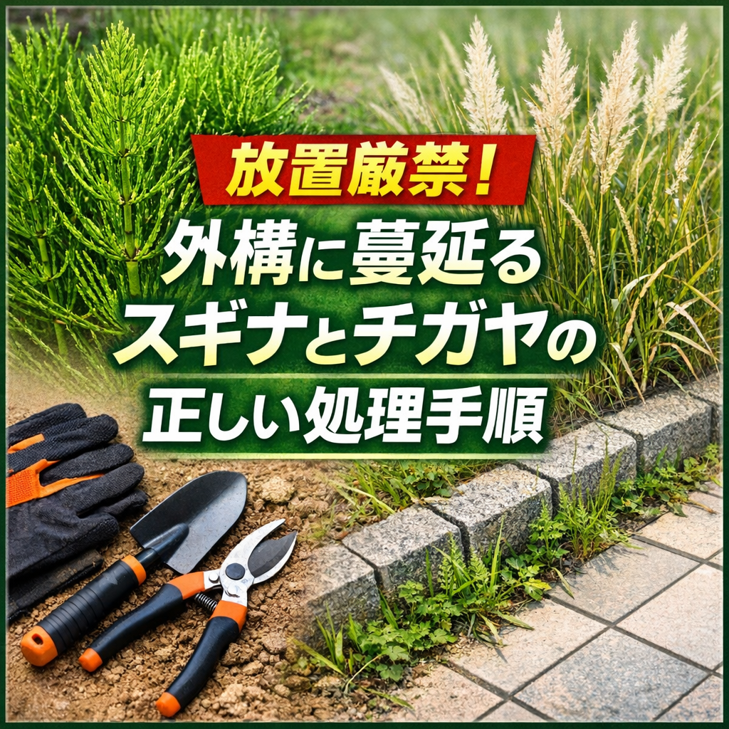 放置厳禁！外構に蔓延るスギナとチガヤの正しい処理手順