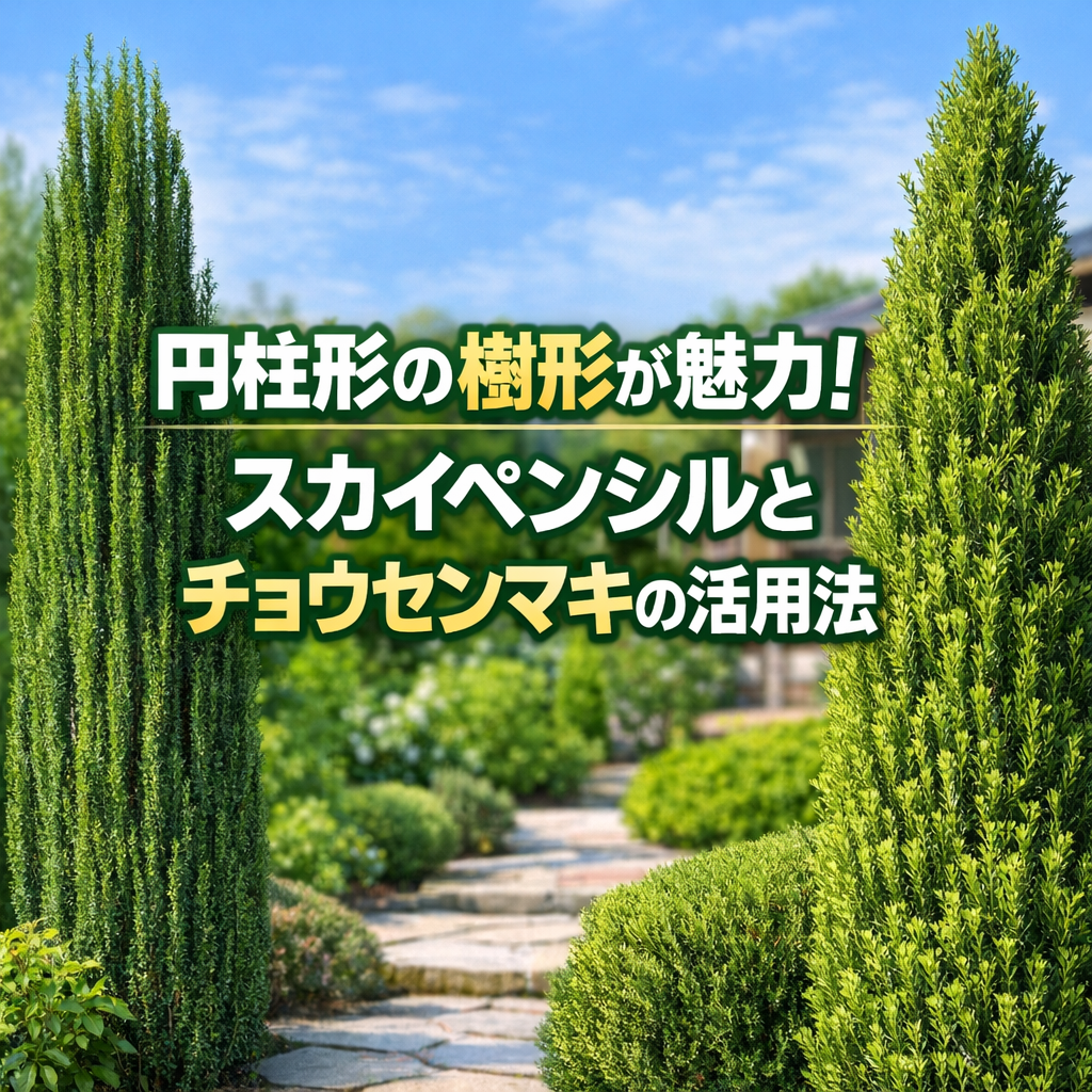 円柱形の樹形が魅力！スカイペンシルとチョウセンマキの活用法