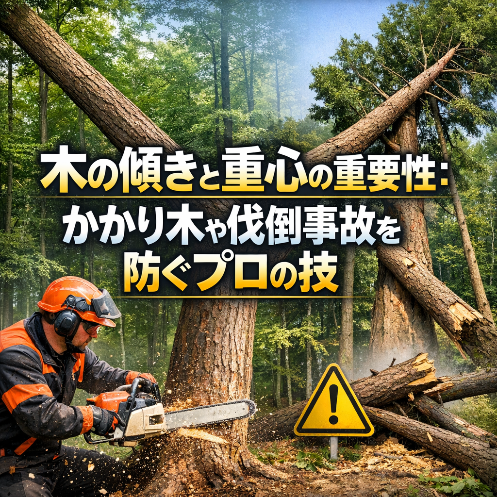 木の傾きと重心の重要性：かかり木や伐倒事故を防ぐプロの技