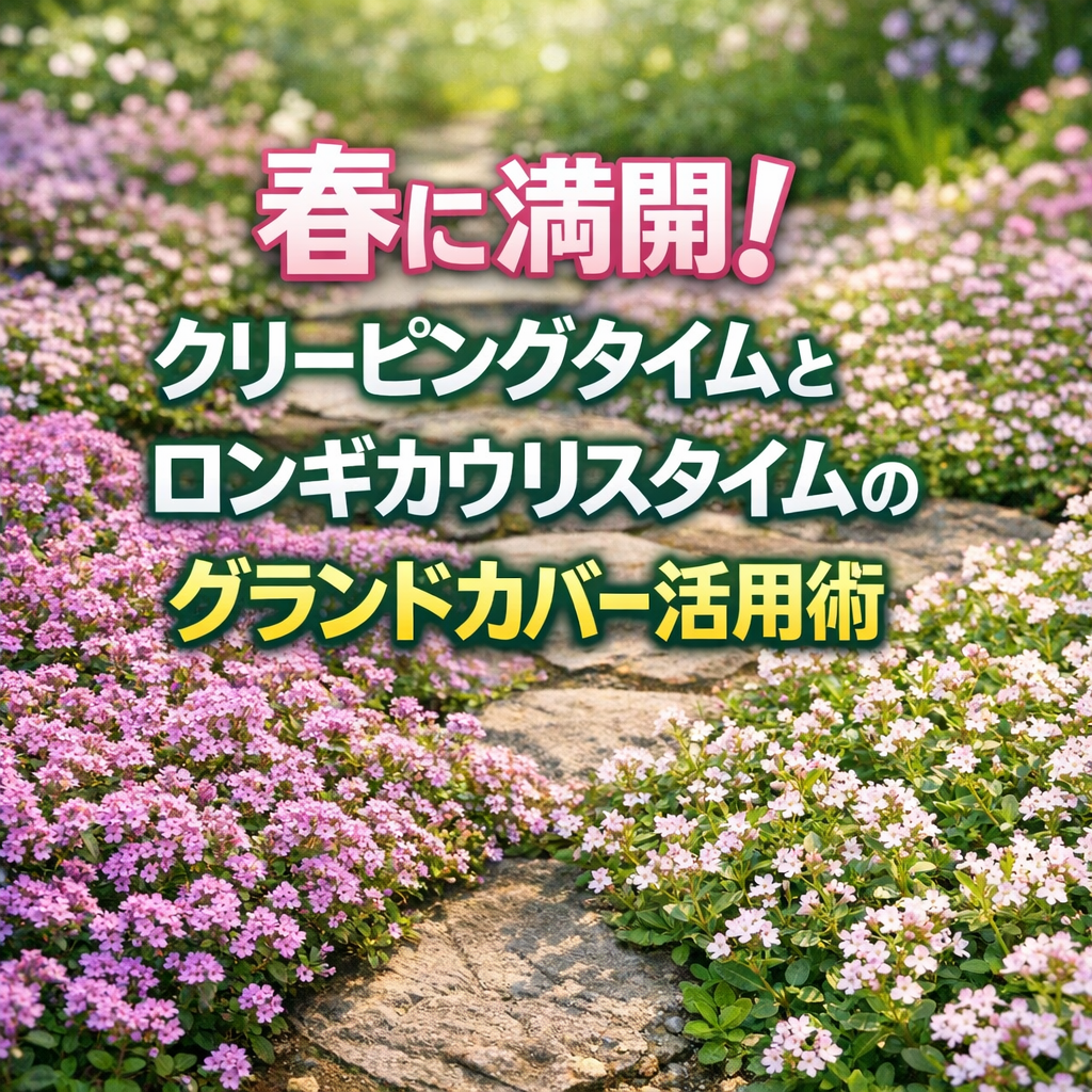 春に満開！クリーピングタイムとロンギカウリスタイムのグランドカバー活用術