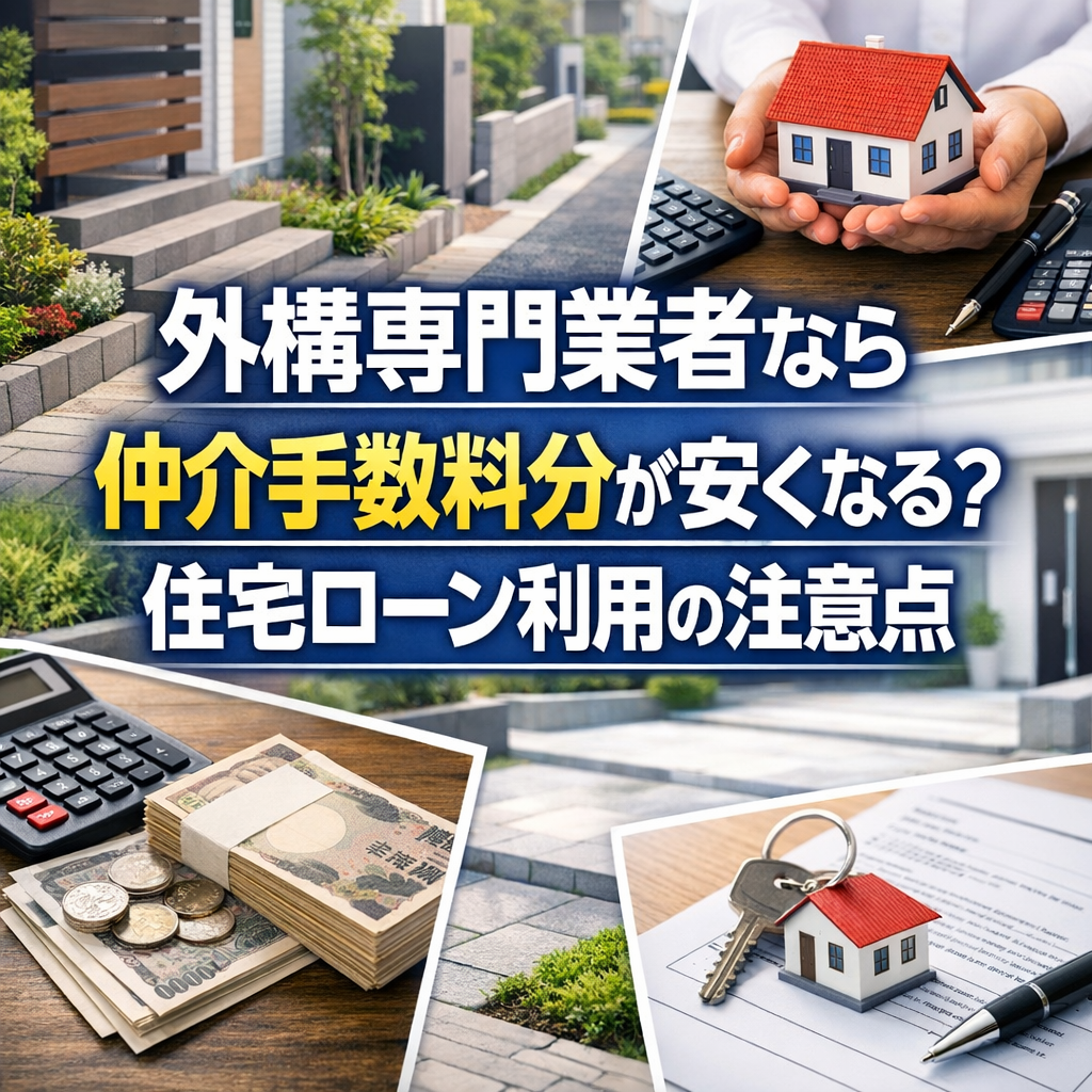 外構専門業者なら仲介手数料分が安くなる？住宅ローン利用の注意点
