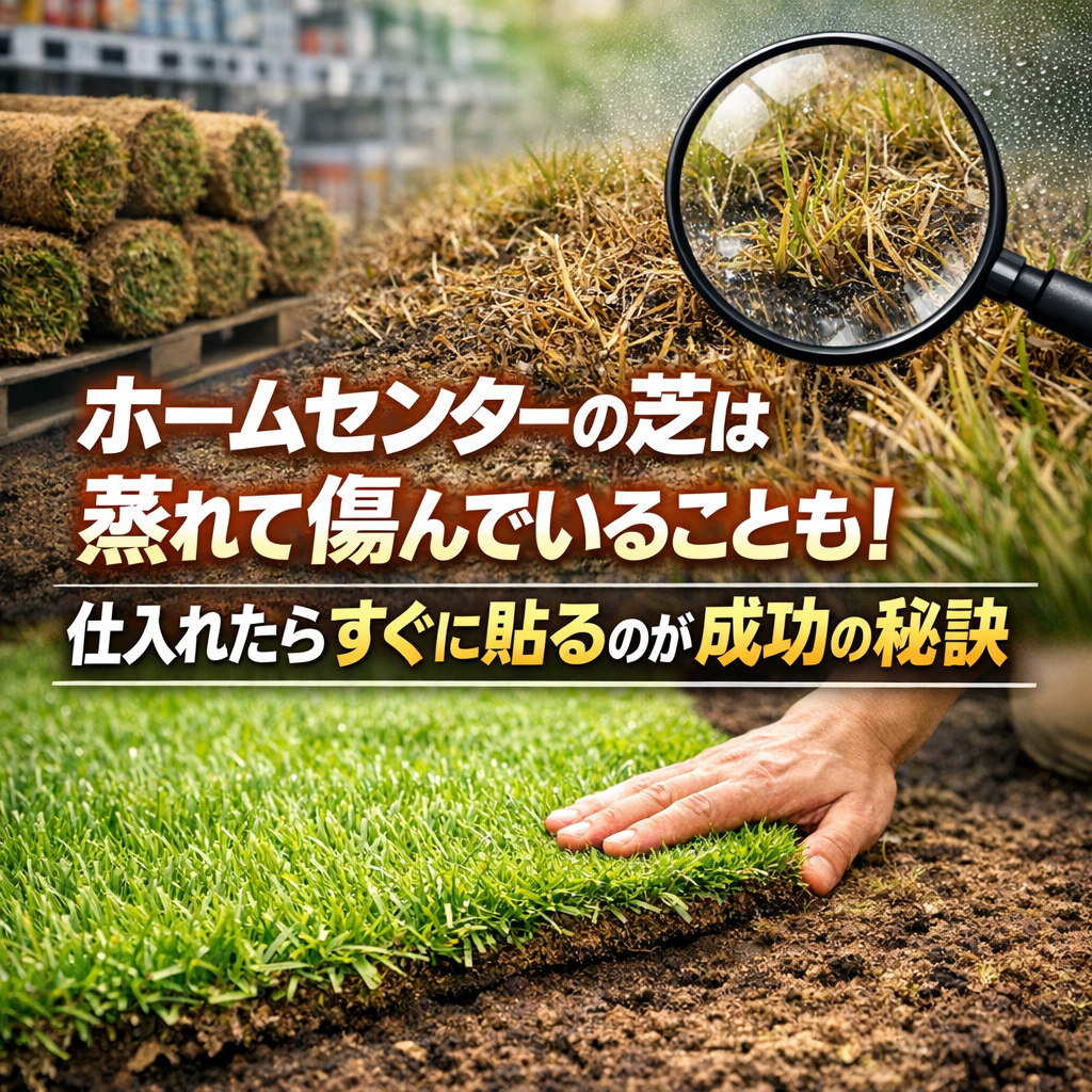 ホームセンターの芝は蒸れて傷んでいることも！仕入れたらすぐに貼るのが成功の秘訣