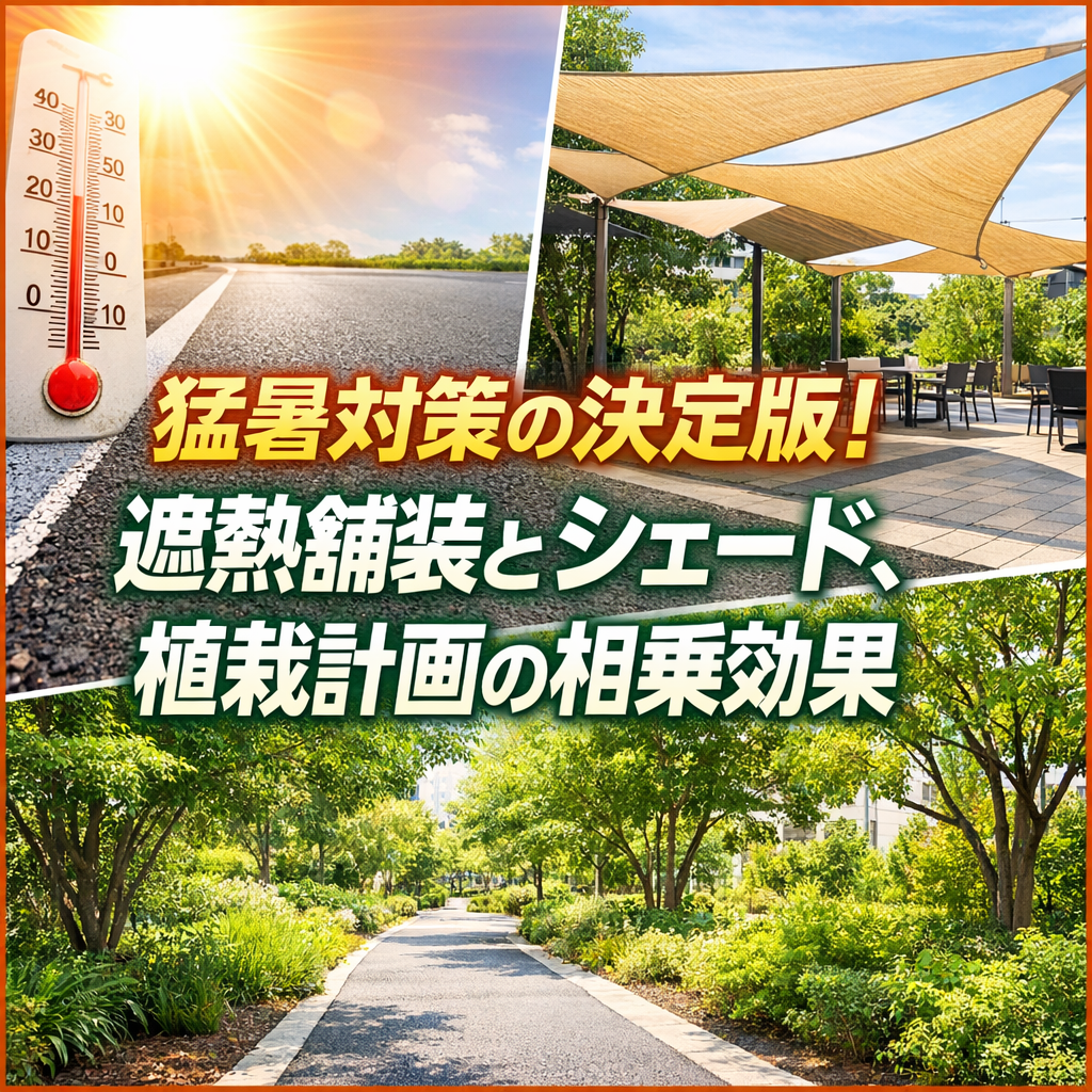 猛暑対策の決定版！遮熱舗装とシェード、植栽計画の相乗効果