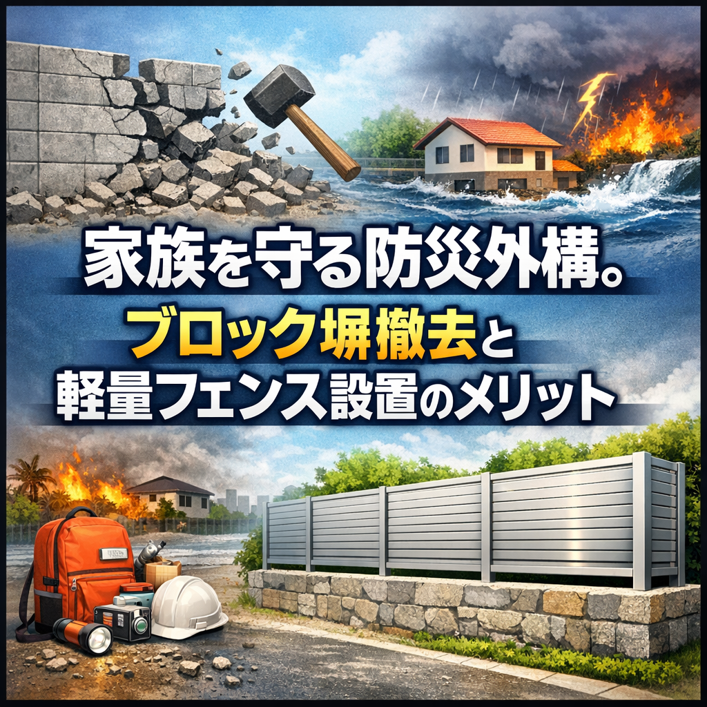 家族を守る防災外構。ブロック塀撤去と軽量フェンス設置のメリット