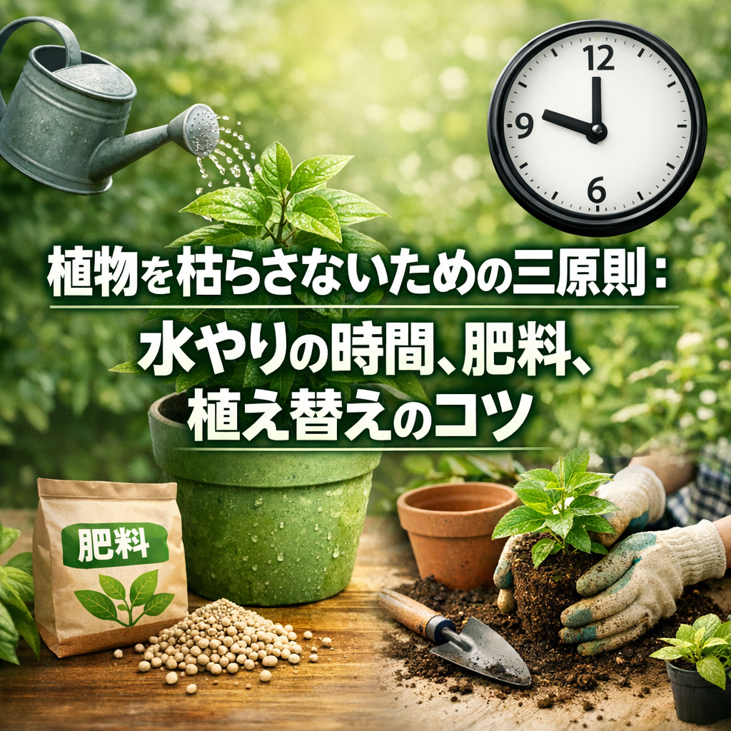 植物を枯らさないための三原則：水やりの時間、肥料、植え替えのコツ
