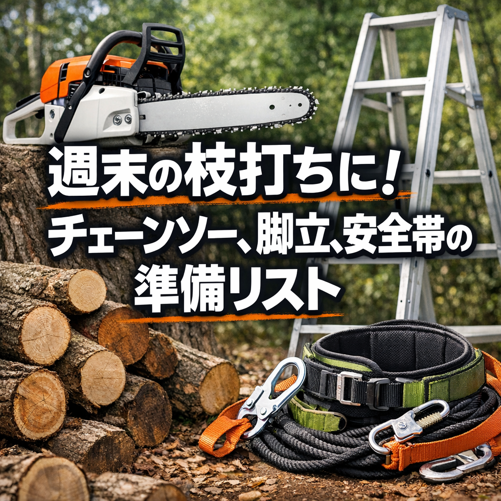 週末の枝打ちに！チェーンソー、脚立、安全帯の準備リスト