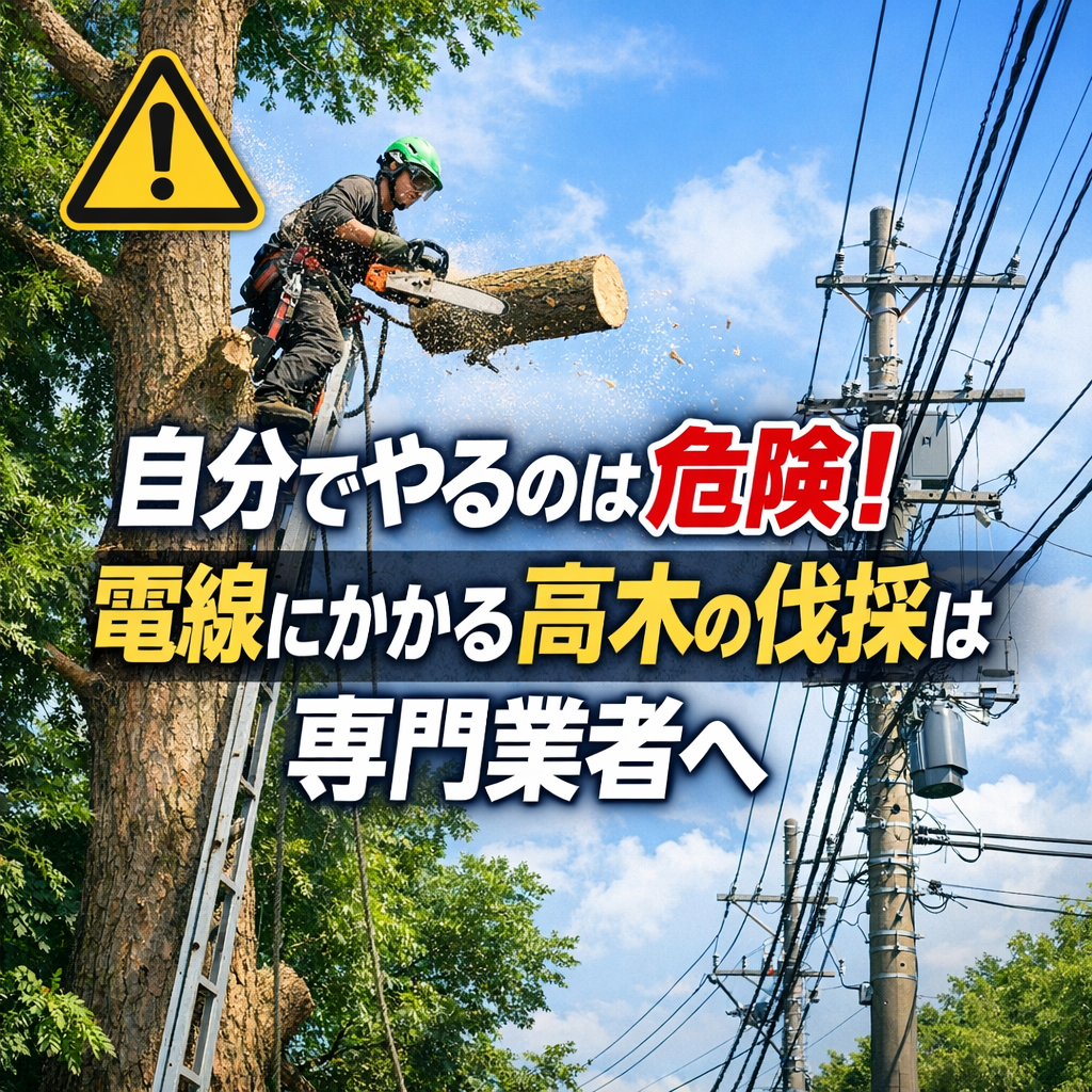 自分でやるのは危険！電線にかかる高木の伐採は専門業者へ