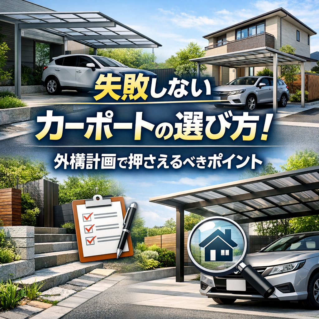 失敗しないカーポートの選び方！外構計画で押さえるべきポイント