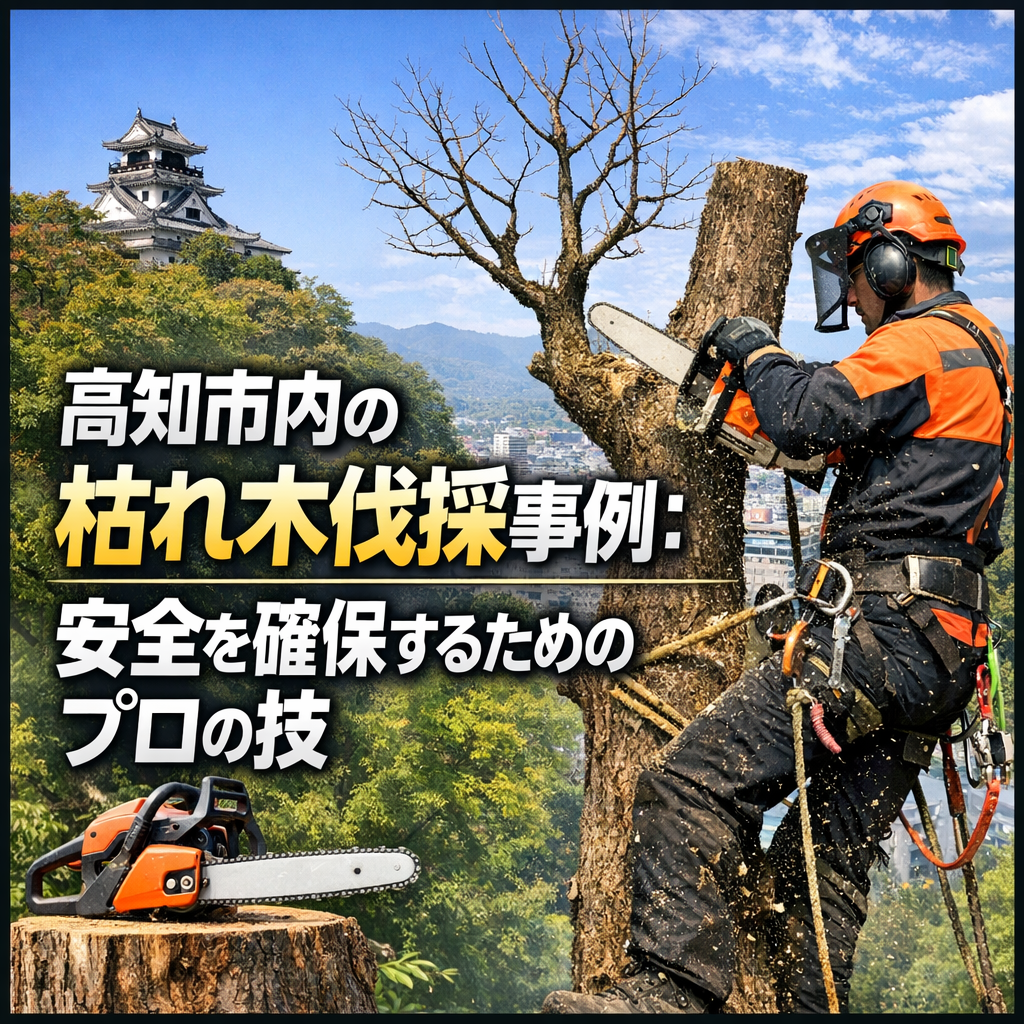 高知市内の枯れ木伐採事例：安全を確保するためのプロの技